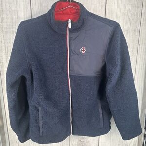 FourLaps Jacket Mens MEDIUM Navy Red Lead Sherpa Reversible Windproof Outdoors